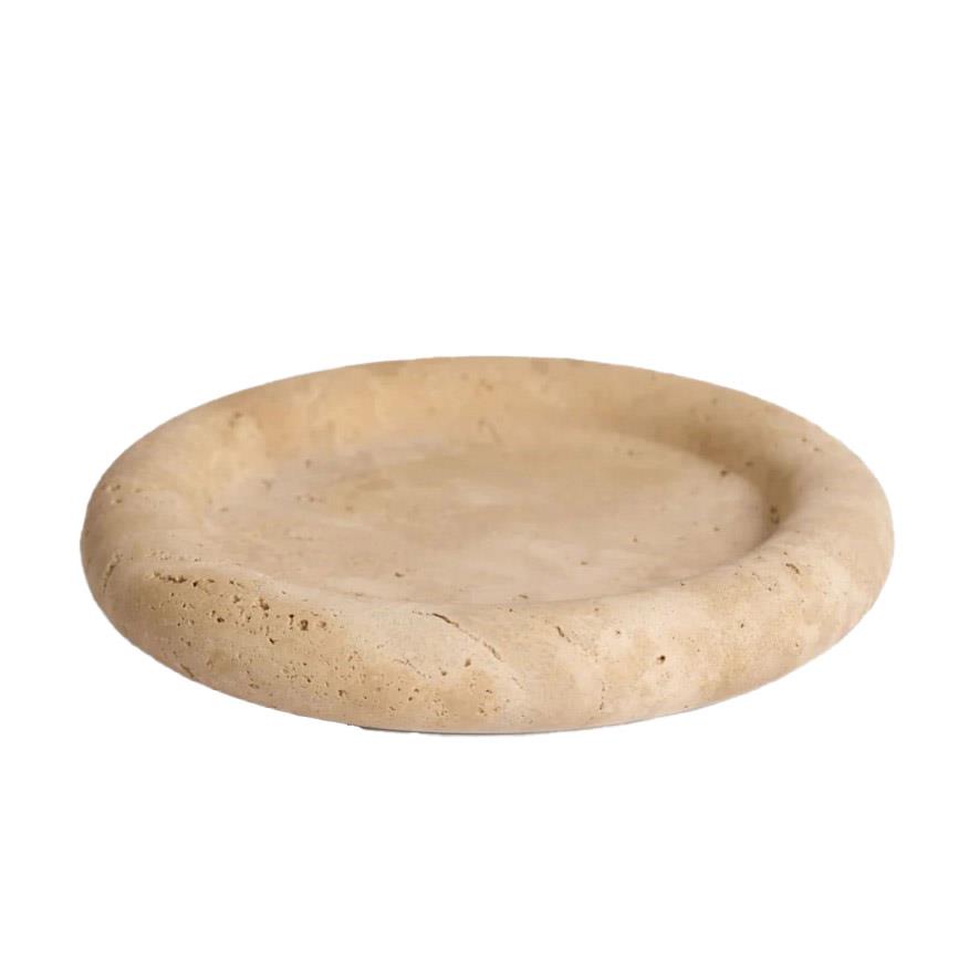 NED Collections Bay Round Tray - Light Travertine